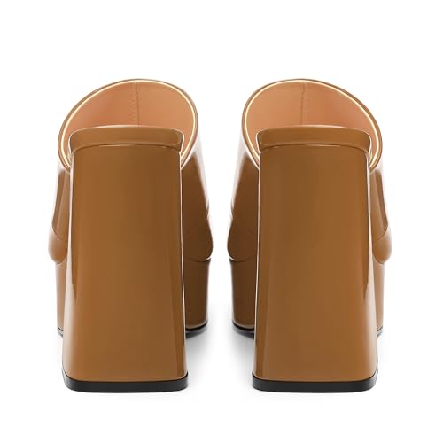 Image of Women Square Open Toe Platform Chunky Heel Slide Sandals