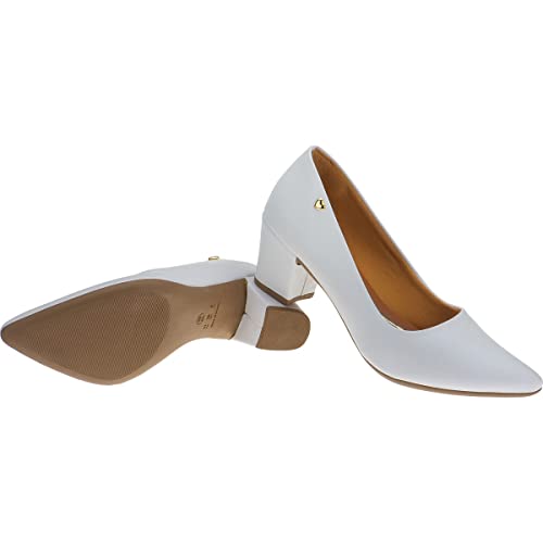 Scarpin Lumiss Salto Grosso (37, Sintetico branco)