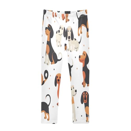 Bolaz Toddler Girls Leggings Printed Yoga Pants Leggings Cartoon Happy Dachshund for Kids