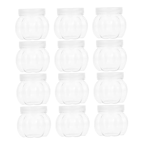 Alipis 12pcs Pet Pumpkin Jar Decorative Candy Jar Wedding Party Favor Box Halloween Candy Jar Mason Jars Storage Box with Lid Clear Candy Boxes Mini Candy Jars Storage Container Seal