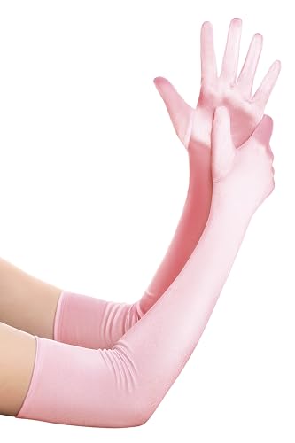BABEYOND Long Opera Party 1920s Satin Tea Party Gloves Costume Stretchy Adult Size Elbow Length Bridal Gloves