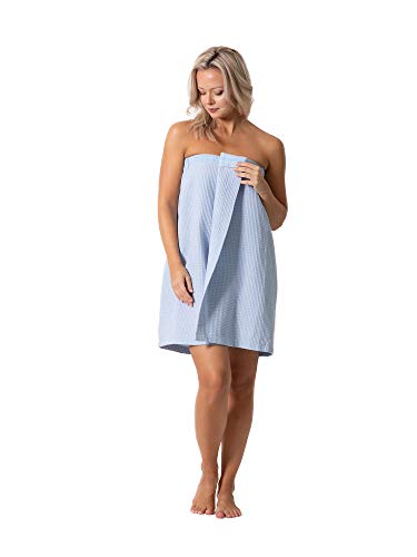 Image of Turkish Linen Women's Waffle Spa Body Wrap with Adjustable Closure