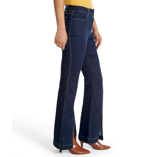 Masseys Paneled Split Hem Flare Jean for Women2