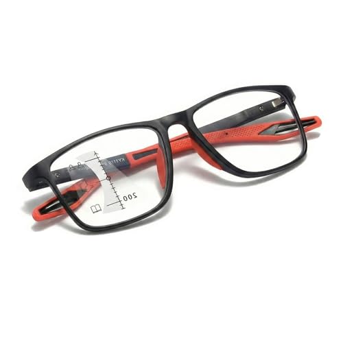 Genérico Gafas de Lectura Fotocromáticas Progresivas, Filtro Anti luz Azul para Ordenador y Sol, Lentes Multifocales TR90 Resistentes, Gafas de Presbicia para Hombre y Mujer(Rojo,2.00 x)