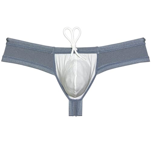 Men's Solid Contour Pouch Bikini Swimsuit 1/3 Hip Coverage Swim Briefs Shiny Swimwear Surf Mini Cheeky Trunks4