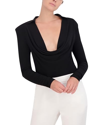 Body à manches longues anti-plis BCBGMAXAZRIA col bénitier chic