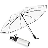 Simsedery Clear Umbrella, Transparent Folding Automatic Open Close Travel Umbrellas for Rain, Wind and Snow, Lightweight Portable Windproof, for Adult Unisex