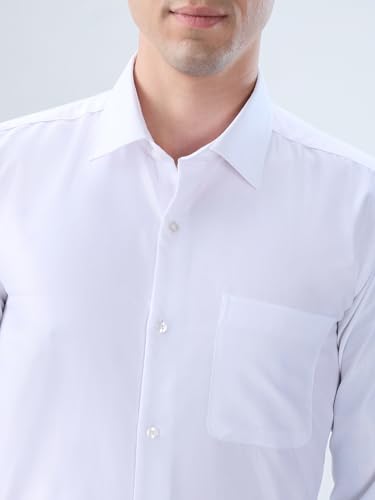Image of Park Avenue Men Modern Slim Fit Solid Pattern Cotton Polyester Blend Semicutaway Collar Full Sleeve Formal Shirt
