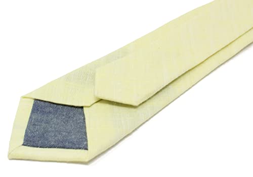 Image of Men's Chambray Cotton Skinny Necktie Tie Textured Distressed Style - 2.5 inch Width
