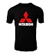 Produktbild Mitsubishi T-Shirt Logo Clipart Herren CAR Auto Tee TOP Black White Short Sleeves (XL, Black)