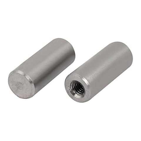 sourcingmap 304 Stainless Steel M6 Female Thread 12mm x 30mm Cylindrical Dowel Pin 2pcs Cover