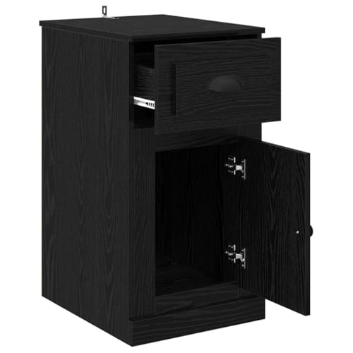 Commode en bois aspect chêne noir avec tiroir et portes