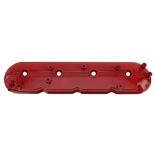Image of TRQ Left Valve Cover Red Drivers Side Compatible with Buick Cadillac Chevrolet GMC Hummer Isuzu Pontiac Saab Workhorse Workhorse Custom Chassis