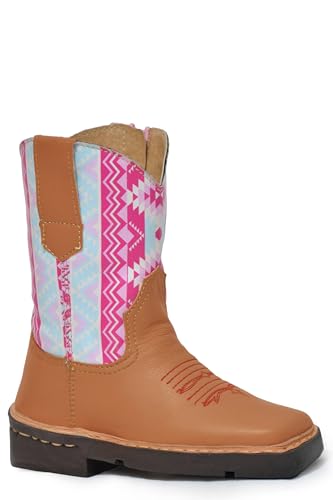 ROPER Toddler-Girls' Southwestern Western Boot Square Toe - 09-017-9991-0114 TA 6 D Tan