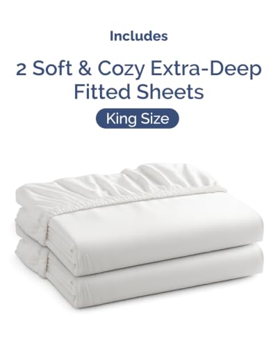 Image of CGK Linens 2 Pack Extra Deep King Fitted Sheets - White
