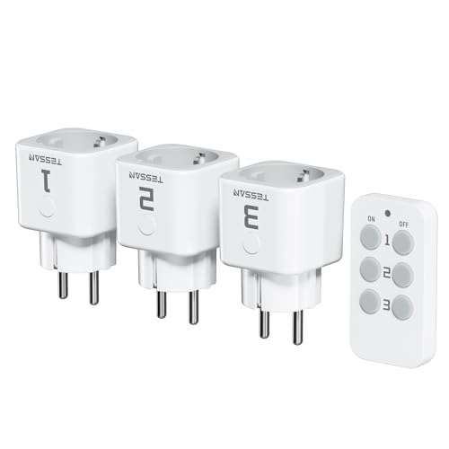 TESSAN Kit de Enchufes Inalámbricos, 3 Enchufe con 1 Mando a Distancia