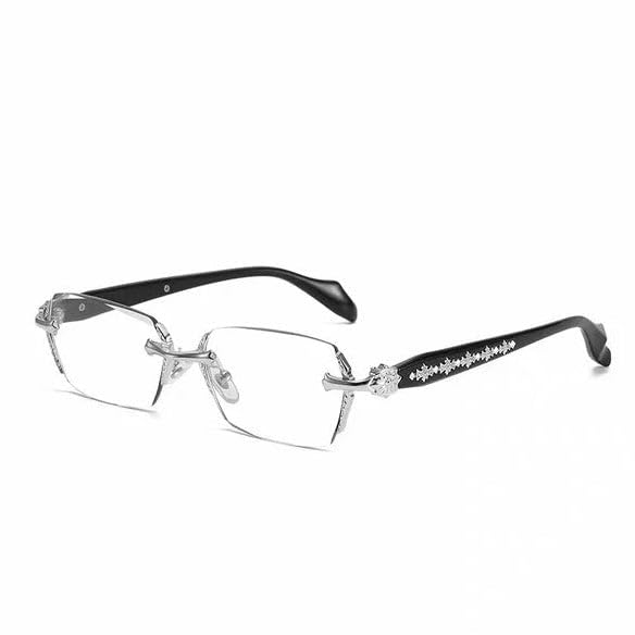 Generic Chrome Hearts Semi-Rimless Eyeglasses, Silver Gothic Style