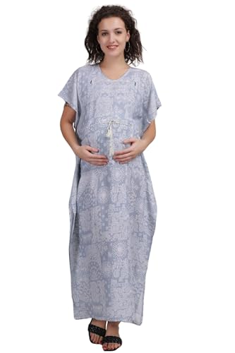 Image of Fabme Women's Printed Kaftan Nursing and Maternity Nighty