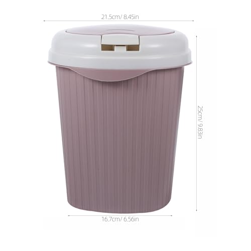 Pequeña caneca de basura plástica rosa para hogar miniatura 2