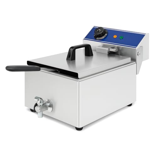 Friteuse Électrique Professionnelle – 6 Litres – 3,6 kW – Vanne de Vidange – Cuve Soudée – Thermostat 50–200°C – Inox