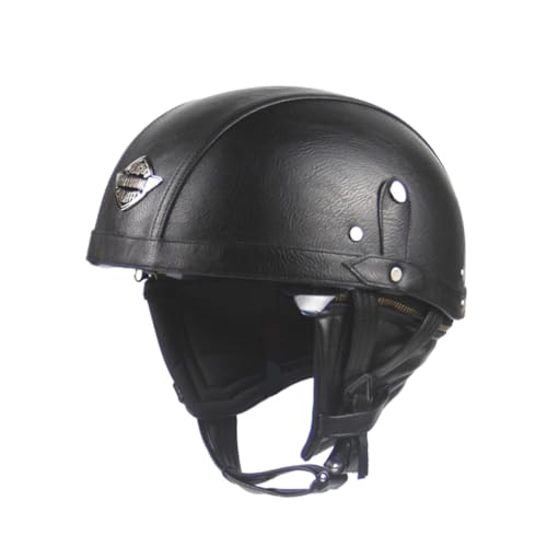 Casco abierto de motocicleta retro en cuero y ABS para adulto en scooter