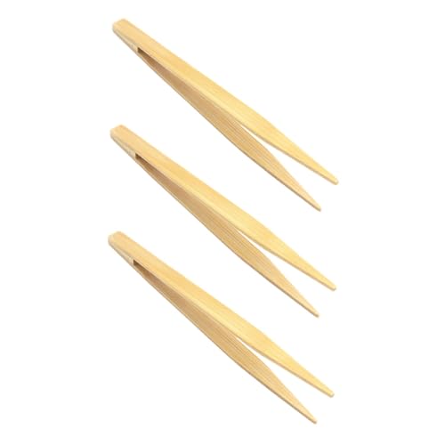 Balacoo 3Piezas Pinzas de Bambú para Cocina y Barbacoa de Clip de Antideslizante para Servir Galletas y Pasteles Accesorios de Cocina Ecológicos