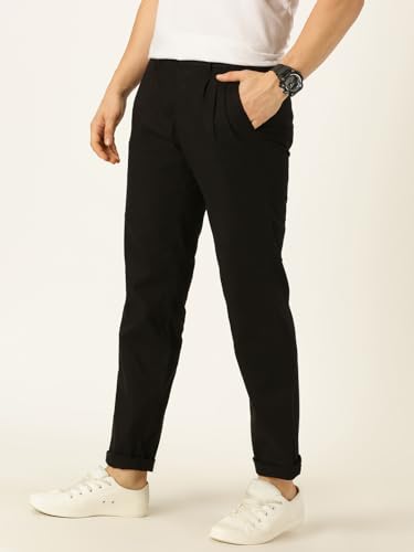 Image of Thomas Scott Men's | Solid | Breathable Fabric | 4 Pockets | Casual | Mid Rise | Regular Fit | Cotton Linen | Button Clouser | Chino Trouser | Pants