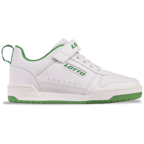 Con sistema di misura Lotto Lotto Sneaker Unisex per Bambini Toco BC K, Bianco Verde, 28 EU