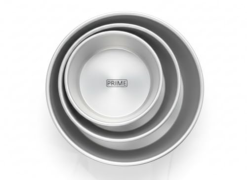 Image of Prime Bakers and Moulders Round Aluminium Cake Baking Mould for Oven 3 Inch Depth (Silver) (6,8,10 Inch)