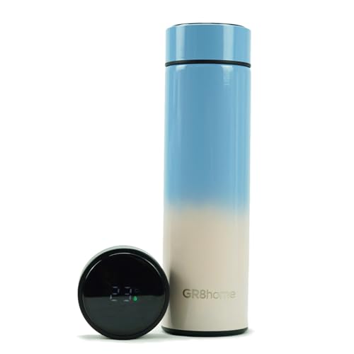 LED Display Smart Water Bottle Vacuum Insulated Flask 500ml Stainless Steel Thermal Cup with Digital Temperature Display (Gradient Blue)