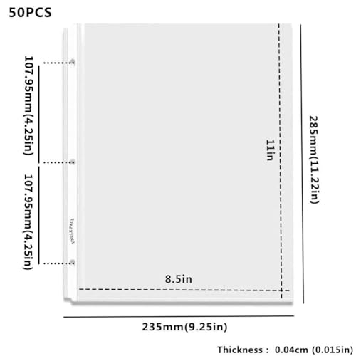 Sheet Protectors - 50 Sheets 4 mils[0.04mm] Strong Extra Heavyweight Clear Top Load 8.5 x 11 Inch Highlight Transparent Acid-Free for 3 Ring Binder OS0150 image 4