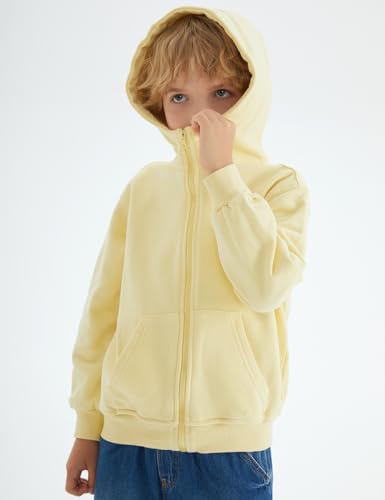 Spring&Gege Boys Full Zip Hoodies High Neck Mid-weight Fleece Hooded Sweatshirts for Children3