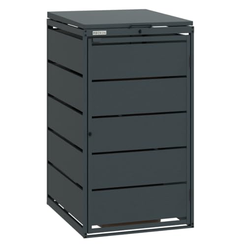 MBOX24 Classic Mülltonnenbox für 1 Mülltonne (240L) aus verzinktem Stahl, 1er Metall Mülltonnenverkleidung in Anthrazit, robust & wetterfest