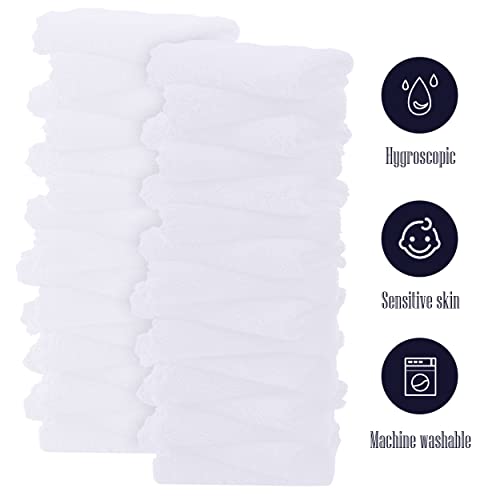 Image of 32 Pack Baby Washcloths - 10x10 Inch, Luxury Coral Fleece - Extra Absorbent and Soft Wash Clothes for Newborns, Infants and Toddlers - Suitable for Sensitive Skin and New Born - Baby Shower - White