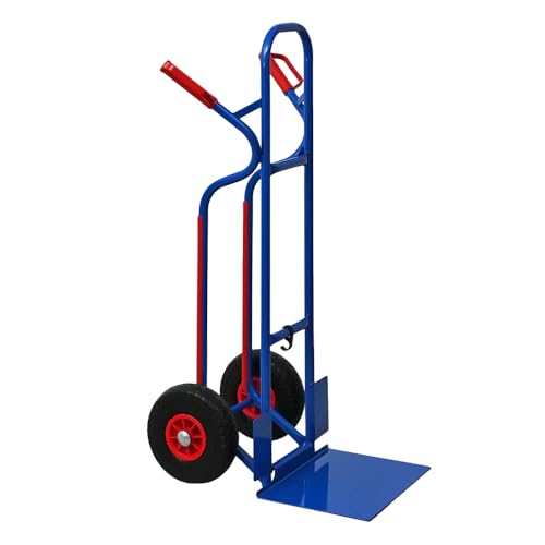 PROREGAL Sackkarre Ragnar mit XXL klappbarer Schaufel | HxBxT 117x62,5x62cm | Tragkraft 250kg | Pannensichere Räder | Stahl | Blau | Transportkarre Staplerkarre klappbar