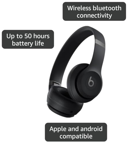 Image of Beats Solo 4 - Wireless Bluetooth On-Ear Headphones, Apple & Android Compatible, Up to 50 Hours of Battery Life - Matte Black (Renewed)
