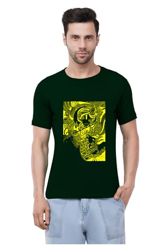 Image of Caseria Men's Cotton Printed T-Shirt -Krishna Kamadhenu | 100% Cotton | Half Sleeves | Regular Fit | Printed | Round Neck | Graphic T Shirt