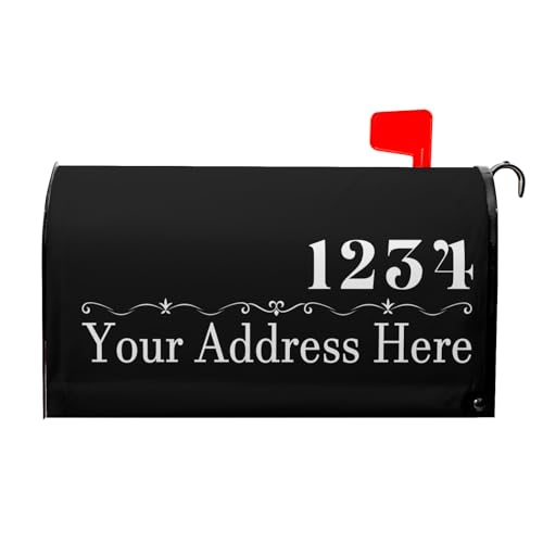 Image of Harooni Personalized Custom Mailbox Covers Magnetic Standard Size 18x21 Inch Custom Numbers Street Mailbox Wraps Customized House Address Numbers Post Letter Box Cover for Home Gadern Decor