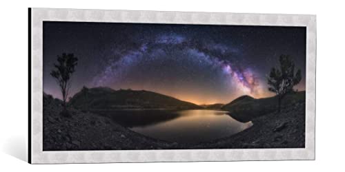 Kunst für Alle Cuadro con Marco: Carlos F. Turienzo Camporredondo Milky Way - Impresión artística Decorativa con Marco, 100x40 cm, Plata cepillada