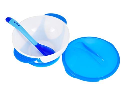 Image of MUMMAMIA Baby Spill-Proof Suction Bowl with Snap-in Temperature-Sensitive Spoon (350ml) (Blue)