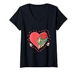 donna scheletro cuore rib cage x-ray - divertente san valentino maglietta con collo a v