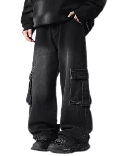 Y2K Denim Cargo Denim Sweatpants Vintage Baggy Skater Jeans Streetwear High Waisted Denim Pant