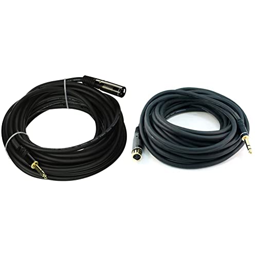 Monoprice 104765 35-Feet Premier Series Xlr Male To 1/4-Inch Trs Male 16Awg Cable Gold & 104773 35-Feet Premier Series Xlr Female To 1/4-Inch Trs Male 16Awg Cable Black #TOP30