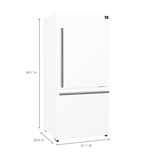Forno C-FFFFD1785-31WHT 31 Inch Milano Espresso White Fridge With Bottom Freezer - 17.2 Cu. Ft Counter Depth Refrigerator thumb #5