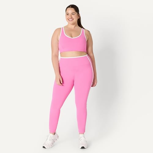 Amazon Essentials Women's Formflex Light Support Contrast Piping Sports Bra Pink/White XX-Large - image 7