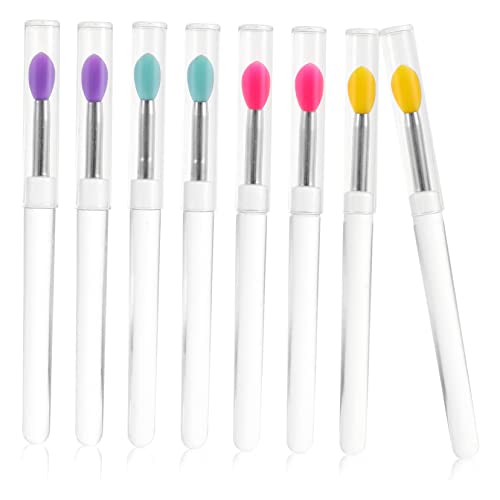 VALICLUD 8 Piezas Aplicadores Silicona con Tapa Herramientas de Maquillaje Reutilizables Aplicadores de Lipstick un Acabado y Limpieza