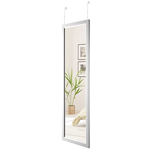 Dripex Wandspiegel 33x119cm Spiegel unbrechbarer Garderobenspiegel Flurspiegel höhenverstellbarer Hängespiegel mit Haken (Silber)