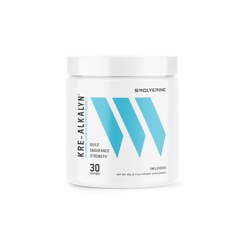 Swolverine Kre-Alkalyn Creatine Powder – pH-Buffered Creatine with Sodium Bicarbonate, No Loading Phase, Supports Strength, Power & High-Intensity Performance, 30 Servings, Unflavored