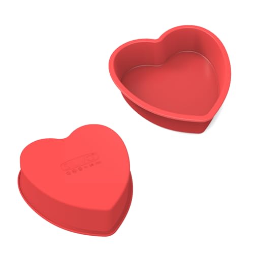 SILIVO Silikon Backform Herz Klein 15cm, 2 Stück Kuchenform Herz 6 inch, Antihaft Herzform Backform, Silikon Herzbackform für Herzkuchen, Pudding