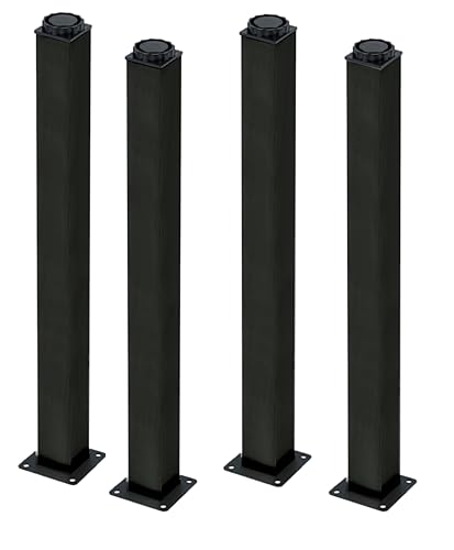 AZERODESIGN-Pack 4 Patas para Mesas y Muebles-Patas Mesa Cuadradas de 60x60mm-Patas para Muebles-Patas Regulables-Color Negro Mate-Medidas Largo 71cm,83cm y 87cm(87 CM Negro)